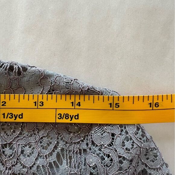 Alex Evenings Dress Size 12 Silver 2 PC Midi Lace Sparkle Sheath Jacket - Picture 12 of 16